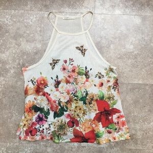Gage USA Floral Butterfly Halter Top Tank